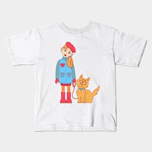 Girl and puppy Kids T-Shirt